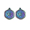 Ion Plating(IP) 304 Stainless Steel Pendants, Flat Round with Star, Rainbow Color, 20x16x3mm, Hole: 2mm