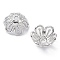 Brass Bead Caps, Cadmium Free & Nickel Free & Lead Free, 6-Petal Flower, Real Platinum Plated, 15.5~16x14.5~15x7mm, Hole: 2mm