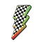 Double-side Printed Opaque Acrylic Pendants, Lightning Bolt, Black, 52.5x29x2.5mm, Hole: 1.6mm