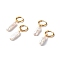 PVD Vacuum Plating 304 Stainless Steel Huggie Hoop Earring, with Natural Baroque Pearl Keshi Pearl Beads, Nuggets, Antique White, 37~41mm, Pin: 1mm