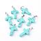 Synthetic Turquoise Pendants, Dyed, with Brass Pinch Bails, Platinum Plated, Cross, 23.5~28x15~18x4mm, Hole: 3x6mm