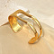 304 Stainless Steel Cuff Bangles for Women, Real 18K Gold Plated, Inner Diameter: 43x66.5mm