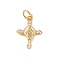 Brass Micro Pave Clear Cubic Zirconia Pendants, Cadmium Free & Nickel Free & Lead Free, with Enamel and Jump Ring, Real 18K Gold Plated, Cross, 15x11x2mm, Hole: 3mm