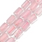 Natural Rose Quartz Beads Strands, Faceted, Column, with Seed Beads, 12x8mm, Hole: 1.2mm, about 26pcs/strand, 15.35''(39cm)