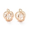 Brass Micro Pave Clear Cubic Zirconia Charms Pendants, Long-Lasting Plated, Crown, Real 14K Gold Plated, 9.5x7.5mm, Hole: 1.2mm