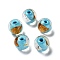 Handmade Lampwork Beads, with Gold & Silver Foil, Oval, Deep Sky Blue, 11.5~12x11~11.5mm, Hole: 1.8~2mm