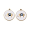 Ion Plating(IP) 316 Surgical Stainless Steel Pendants, Nickel Free, with Enamel, Real 18K Gold Plated, Flat Round Charm, Elephant, 20x18x2mm, Hole: 1.6mm