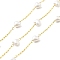 Ion Plating(IP) 316 Surgical Stainless Steel Paperclip Chains, Plastic Imitation Pearl Heart Beaded Chains, Soldered, with Spool, Real 18K Gold Plated, Link: 2.5x1.5x0.3mm, Heart: 6x6x4mm
