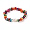 Chip Natural Shell Stretch Beaded Bracelets, with Natural Pearl and Brass Beads, Golden, Colorful, Inner Diameter: 2 inch(5cm)