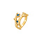 Golden Stainless Steel Micro Pave Cubic Zirconia Cuff Rings, Branch, Dodger Blue, US Size 8(18.1mm)