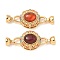 Brass Micro Pave Clear Cubic Zirconia Fold Over Clasps, Cadmium Free & Nickel Free & Lead Free, with Natural Carnelian & Enamel, Oval, Real 18K Gold Plated, 41mm
