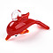 Handmade Silver Foil Lampwork Pendants, Dolphin Charms, Red, 27~29x44~46x16.5~18.5mm, Hole: 4~5x4~6mm