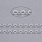 Brass Flat Oval Cable Chains, Unwelded, with Spool, Cadmium Free & Lead Free, Silver, 3.5x2.5x0.45mm, about 92m/roll