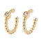 Brass Micro Pave Cubic Zirconia Cuff Earrings, Long-Lasting Plated, Real 18K Gold Plated, Plum, 12x11.5x2~3mm