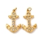 304 Stainless Steel Rhinestone Pendants, Anchor & Helm Charm, with Jump Ring, Ion Plating(IP), Real 18K Gold Plated, Crystal, 21x12.5x2.5mm, Hole: 2.5mm
