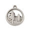 Non-Tarnish 304 Stainless Steel Pendants, Flat Round with Tree Charm, Stainless Steel Color, 18.5x15.5x2mm, Hole: 1.6mm