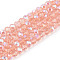 Electroplate Glass Beads Strands, Half Rainbow Plated, Faceted, Rondelle, Salmon, 3.5~3.8x3mm, Hole: 0.4mm, about 105~110pcs/strand, 29~31cm