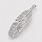 Tibetan Style Alloy Links connectors, 
Feather, Cadmium Free & Lead Free, Antique Silver, 45x11x3mm, Hole: 1mm