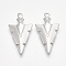 Tarnish Resistant 201 Stainless Steel Pointed Pendants, Arrow, Stainless Steel Color, 28.5x15.5x2.5mm, Hole: 1.6mm