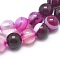 Natural Striped Agate/Banded Agate Beads Strands, Dyed & Heated, Round, Fuchsia, 6mm, Hole: 1.2mm, about 62pcs/strand, 36cm
