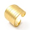 Ion Plating(IP) 304 Stainless Steel Textured Wide Open Cuff Ring for Women, Real 18K Gold Plated, US Size 7 1/4(17.5mm)