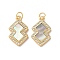 Brass Micro Pave Cubic Zirconia Pendants, Cadmium Free & Lead Free, with Shell, Real 18K Gold Plated, Polygon, Light Grey, 20.5x12.5x2.5mm, Hole: 3mm