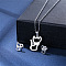 304 Stainless Steel Pendant Necklace & Stud Earring, Stainless Steel Color, Cat Shape, 450mm
