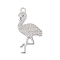 Rack Plating Brass Micro Pave Clear Cubic Zirconia Bird Pendants, Flamingo Shape Charms, Long-Lasting Plated, Cadmium Free & Lead Free, Platinum, 38.5x20.5x2mm, Hole: 3mm