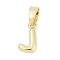 Brass Charms, Letter, Cadmium Free & Lead Free, Long-Lasting Plated, Rack Plating, Letter J, 10x6x2.5mm, Hole: 3x5mm