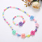 Plastic Beaded Necklaces & Beaded Bracelets, Kid Jewelry Sets, Colorful, Flower, 450mm & 140mm