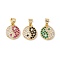 Brass Micro Pave Cubic Zirconia Charms Real 18K Gold Plated, Cadmium Free & Lead Free, Yin-yang, Mixed Color, 14x12x3mm, Hole: 3x4mm