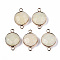 White Jade Links Connectors, with Light Gold Plated Brass Findings, Faceted, Flat Round, Dyed & Heated, 23~24x15~15x5~6mm, Hole: 2mm
