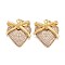 Brass Micro Pave Cubic Zirconia Pendants, Long-Lasting Plated, Heart with Bowknot, Real 18k Gold Plated, 24.5x20.5x5mm, Hole: 3.4mm, Jump Ring: 5x0.8mm