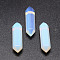 Faceted Opalite Double Terminated Points, for Wire Wrapped Pendants Making, No Hole/Undrilled, 35x9x9mm