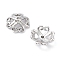 Brass Bead Caps, 4-Petal, Clover, Real Platinum Plated, 7x2.5mm, Hole: 0.6mm