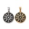 304 Stainless Steel Pendants, Flat Round with Sun, Mixed Color, 29x25x3mm, Hole: 9x4mm