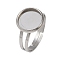 304 Stainless Steel Cuff Ring Components, Bezel Cup Ring Settings, Flat Round, Stainless Steel Color, Tray: 12mm, 17mm