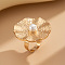Flower Alloy & Iron & Plastic Pearl Finger Rings for Women, Golden, Inner Diameter: 17mm