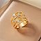 Elegant Hollow Brass Micro Pave Cubic Zirconia Cuff Rings, Golden, 18mm, Inner Diameter: 17mm