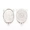 Tibetan Style Alloy Cabochon Connector Settings, Cadmium Free & Lead Free, Oval, Antique Silver, Tray: 30x40mm, 47x32x2mm, Hole: 3mm, about 180pcs/1000g
