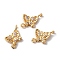 Brass Micro Pave Cubic Zirconia Connector Charms, Nickel Free, Butterfly Links, Golden, Mixed Color, 10.5x14x3mm, Hole: 1mm
