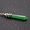 Natural Green Aventurine Faceted Bullet Point Pendant Necklaces, Bullet Head, Alloy Cable Chain Necklaces, Platinum, 15.75 inch(40cm)