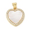 Brass Micro Pave Cubic Zirconia Pendants, Heart Charms, with Shell, Lead Free & Cadmium Free, Long-Lasting Plated, Real 18K Gold Plated, 15.5x15x2.5mm, Hole: 4mm