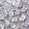 Transparent Glass Beads, with Glitter Powder, AB Color Plated, Butterfly, Clear AB, 8x15x4.5mm, Hole: 1mm