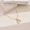 Elegant Hollow Brass Pave Cubic Zirconia Heart Pendant Necklaces, Golden, Clear, 15.94 inch(40.5cm)