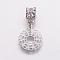 Alloy European Dangle Charms, Large Hole Pendants, Chakra, Flower, Platinum, 28.5mm, Pendant: 18x14.5x1mm, Hole: 4mm