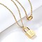 304 Stainless Steel Rolo Chain Pendant Necklaces, Padlock Necklaces for Women Men, Locks with Letter, Letter H, 17.64 inch(44.8cm)
