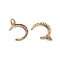 Brass Micro Pave Cubic Zirconia Pendants, with Jump Rings, Moon, Colorful, Golden, 16.5x12.5x2mm, Hole: 3.5mm