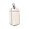 Non-Tarnish 304 Stainless Steel Pendants, Rectangle Charm, Stainless Steel Color, 34.5x17.5x2mm, Hole: 7x5.5mm