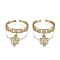 Adjustable Brass Micro Pave Clear Cubic Zirconia Cuff Rings, Open Rings, Long-Lasting Plated, Cross, Real 18K Gold Plated, 2.2~4.2mm, Inner Diameter: 16.8mm